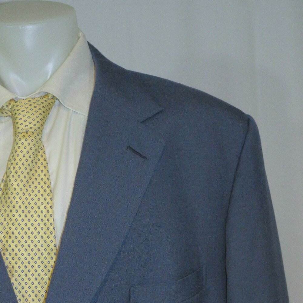 Henry Poole Savile Row Bespoke Pale Blue Three Button Sport Coat 52XL